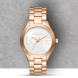 Michael Kors Slim Runway White Dial Rose Gold Steel Strap Watch For Women - MK3804 Authentic Buy Shop Now