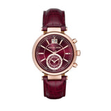 Michael Kors Sawyer Maroon Dial Maroon Leather Strap Watch for Women - MK2426 Authentic Buy Shop Now