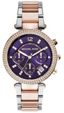 Michael Kors Parker Chronograph Purple Dial Two Tone Steel Strap Watch For Women - MK6108 Authentic Buy Shop Now