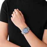 Michael Kors Lexington Chronograph Blue Dial Silver Steel Strap Watch For Women - MK7215 Authentic Buy Shop Now