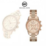 Michael Kors Ritz Chronograph Rose Gold Dial Rose Gold Steel Strap Watch For Women - MK6485 Authentic Buy Shop Now