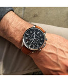 Michael Kors Gage Chronograph Quartz Black Dial Brown Leather Strap Watch For Men - MK8333 Authentic Buy Shop Now