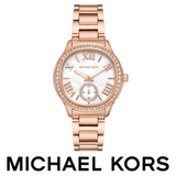 Michael Kors Sage Three-Hand Mother of Pearl White Dial Rose Gold Steel Strap Watch for Women - MK4806 Authentic Buy Shop Now