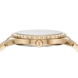 Michael Kors Layton Three Hand Mother of Pearl White Dial Gold Steel Strap Watch For Women - MK6870 Authentic Buy Shop Now