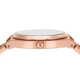 Michael Kors Lennox Three Hand Black Dial Rose Gold Steel Strap Watch For Women - MK7392 Authentic Buy Shop Now