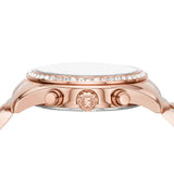 Michael Kors Lexington Chronograph Red Dial Rose Gold Steel Strap Watch For Women - MK7275 Authentic Buy Shop Now