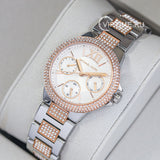 Michael Kors Camille Multifunction White Dial Two Tone Steel Strap Watch For Women - MK6846 Authentic Buy Shop Now
