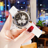 Michael Kors Sidney Multifunction Black Dial White Silicone Strap Watch For Women - MK6947 Authentic Buy Shop Now