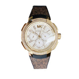 Michael Kors Sidney Multifunction White Dial Brown Leather Strap Watch For Women - MK6948 Authentic Buy Shop Now