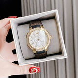 Michael Kors Sidney Multifunction White Dial Brown Leather Strap Watch For Women - MK6948 Authentic Buy Shop Now