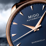 Mido Baroncelli Automatic Midnight Blue Dial Brown Leather Strap Watch For Women - M7600.3.65.8 Authentic Buy Shop Now