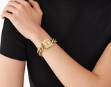 Michael Kors Chain Lock Pave Gold Dial Gold Steel Strap Watch For Women - MK4711 Authentic Buy Shop Now