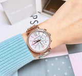 Michael Kors Sofie Chronograph Mother of Pearl White Dial Rose Gold Steel Strap Watch For Women - MK6576 Authentic Buy Shop Now