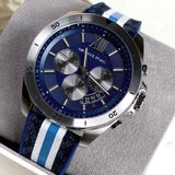 Michael Kors Brecken Chronograph Blue Dial Two Tone PVC Strap Watch For Men - MK8950 Authentic Buy Shop Now