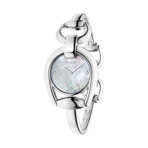 Gucci Horsebit Collection Diamonds Mother of Pearl Dial Silver Steel Strap Watch For Women - YA139506 Authentic Buy Shop Now