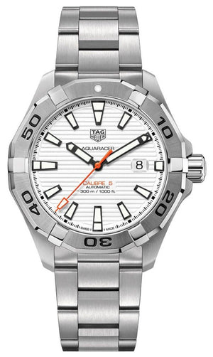 Tag Heuer Aquaracer Calibre 5 Automatic White Dial Silver Steel Strap Watch for Men - WAY2013.BA0927 Authentic Buy Shop Now