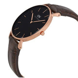 Daniel Wellington Classic York Black Dial Brown Leather Strap Watch For Women - DW00100140 Authentic Buy Shop Now