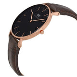 Daniel Wellington Classic York Black Dial Brown Leather Strap Watch For Women - DW00100140 Authentic Buy Shop Now