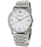 Emporio Armani Kappa Quartz White Dial Silver Steel Strap Watch For Men - AR80014 Authentic Buy Shop Now