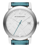 Burberry White Dial Turquoise Leather Strap Watch for Women - BU9120 Authentic Buy Shop Now