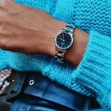 Daniel Wellington Iconic Link Black Dial Silver Steel Strap Watch For Women - DW00100208 Authentic Buy Shop Now