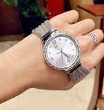 Guess Chiffon Silver Dial Silver Mesh Bracelet Watch For Women - W1083L1 Authentic Buy Shop Now