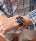 Guess Pinnacle Chronograph Quartz Blue Dial Brown Leather Strap Watch For Women - W0673G3 Authentic Buy Shop Now