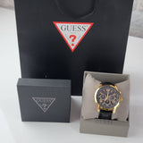 Guess Horizon Chronograph Quartz Black Dial Black Leather Strap Watch For Men - W0380G7 Authentic Buy Shop Now
