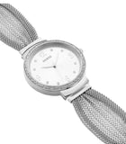 Guess Chiffon Silver Dial Silver Mesh Bracelet Watch For Women - W1083L1 Authentic Buy Shop Now