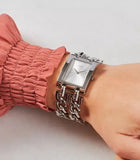 Guess Mod Heavy Metal Silver Dial Silver Steel Strap Watch For Women - W1117L1 Authentic Buy Shop Now