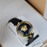 Versace Palazzo Empire Black Dial Black Leather Strap Watch for Women - VCO020017 Authentic Buy Shop Now