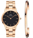 Daniel Wellington Iconic Link Analog Black Dial Rose Gold Steel Strap Watch For Women - DW00100214 Authentic Buy Shop Now