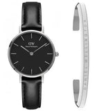 Daniel Wellington Classic Petite Sheffield Black Dial Black Leather Strap Watch For Women - DW00100236 Authentic Buy Shop Now
