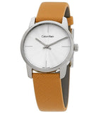 Calvin Klein City Silver Dial Orange Leather Strap Watch for Women - K2G231G6 Authentic Buy Shop Now