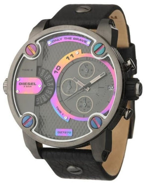 Diesel Badass Chronograph Anthracite Dial Black Leather Strap Watch For Men - DZ7270 Authentic Buy Shop Now