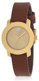 Movado Bold Gold Dial Brown Leather Strap Watch for Women - 3600437 Authentic Buy Shop Now