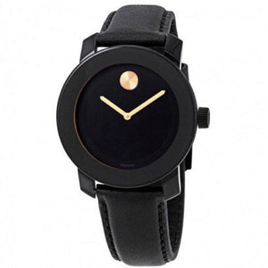 Movado Bold Black Dial Black Leather Strap Watch for Women - 3600527 Authentic Buy Shop Now