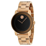 Movado Bold Black Dial Rose Gold Steel Strap Watch for Women - 3600463 Authentic Buy Shop Now