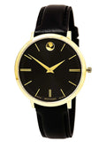 Movado Ultra Slim Black Dial Black Leather Strap Watch For Women - 0607091 Authentic Buy Shop Now