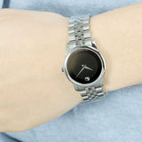 Movado Museum Classic Black Dial Silver Steel Strap Watch For Women - 0606505 Authentic Buy Shop Now