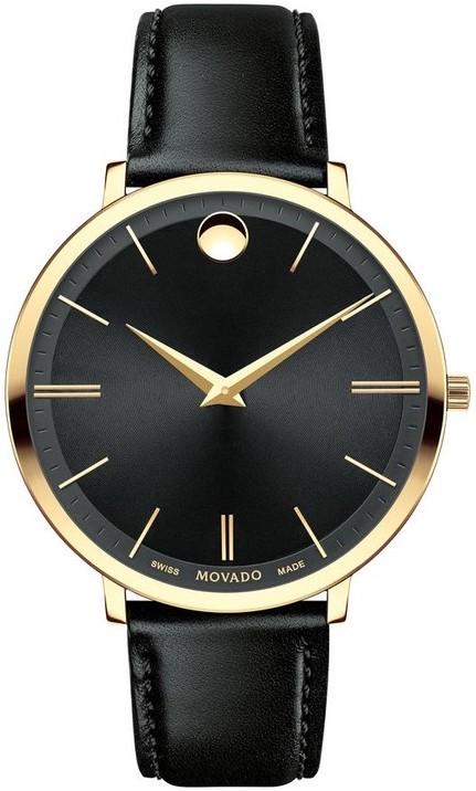 Movado Ultra Slim Black Dial Black Leather Strap Watch For Women - 0607091 Authentic Buy Shop Now