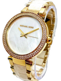 Michael Kors Parker Mother of Pearl Dial Two Tone Steel Strap Watch for Women - MK6400 Authentic Buy Shop Now
