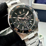 Maserati Competizione Chronograph Black Dial Silver Steel Strap Watch For Men - R8873600003 Authentic Buy Shop Now