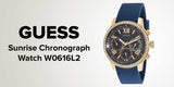 Guess Sunrise Blue Dial with Diamonds Blue Rubber Strap Watch For Women - W0616L2 Authentic Buy Shop Now