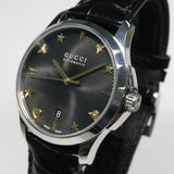 Gucci G Timeless Automatic Black Dial Black Leather Strap Watch For Women - YA126469 Authentic Buy Shop Now