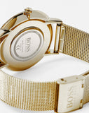 Hugo Boss Horizon Quartz Black Dial Gold Mesh Bracelet Watch For Men - 1513735 Authentic Buy Shop Now