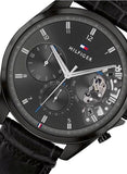 Tommy Hilfiger Baker Chronograph Black Dial Black Leather Strap Watch For Men - 1710452 Authentic Buy Shop Now