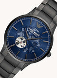 Emporio Armani Renato Automatic Blue Dial Grey Steel Strap Watch For Men - AR60056 Authentic Buy Shop Now