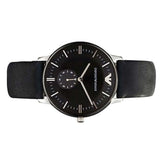 Emporio Armani Gianni Quartz Black Dial Black Leather Strap Watch For Men - AR0382 Authentic Buy Shop Now