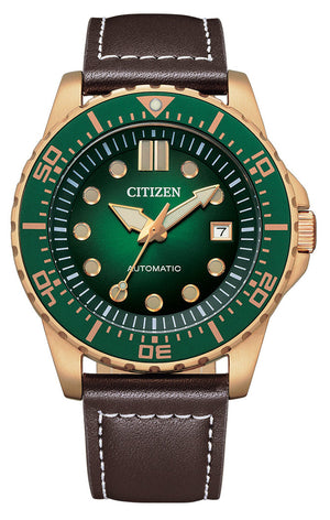 Citizen Mechanical Automatic Green Dial Brown Leather Strap Watch for Men - NJ0173-18X Authentic Buy Shop Now